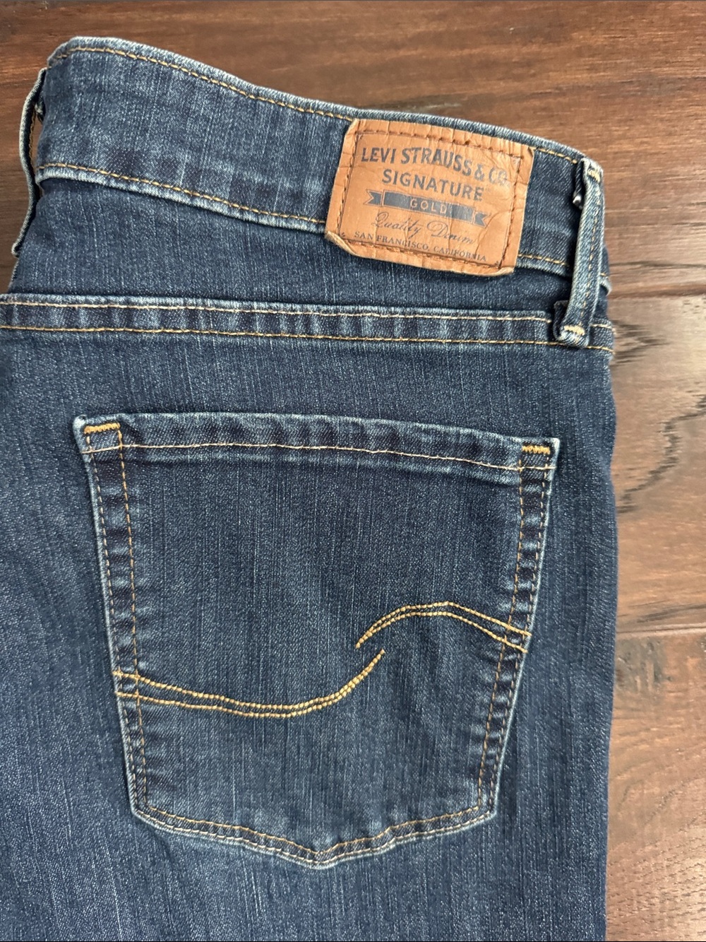 Signature by Levi Strauss Gold Jeans Dark Blue Women's 14 Long Bootcut - Picture 7 of 8